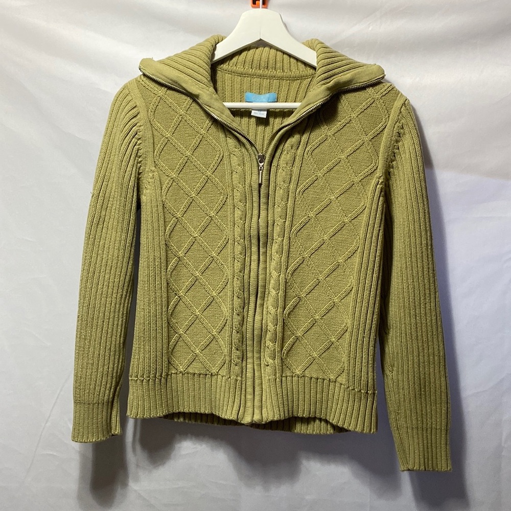 Light Olive Green Zipped Jacket/Sweater